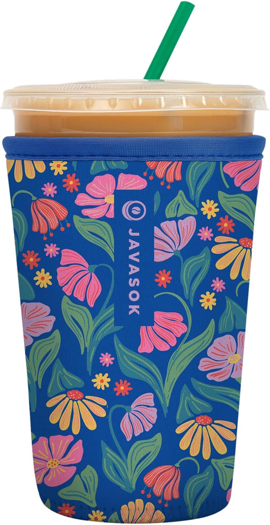 Sok It JavaSok Iced Coffee & Cold Soda Insulated Neoprene Cup Sleeve (Fairy Flora, Medium: 22-28oz)