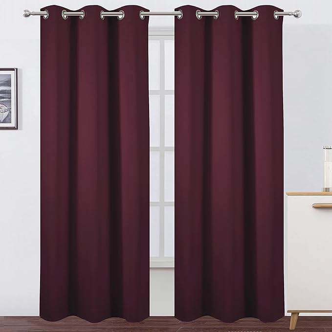 LEMOMO Burgundy Red Thermal Blackout Curtains/42 x 95 Inch/Set of 2 Panels Room by Lemomo