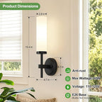 MOKATNG Wall Sconces Set of Two, Matte Black Bathroom Sconces - Image 7
