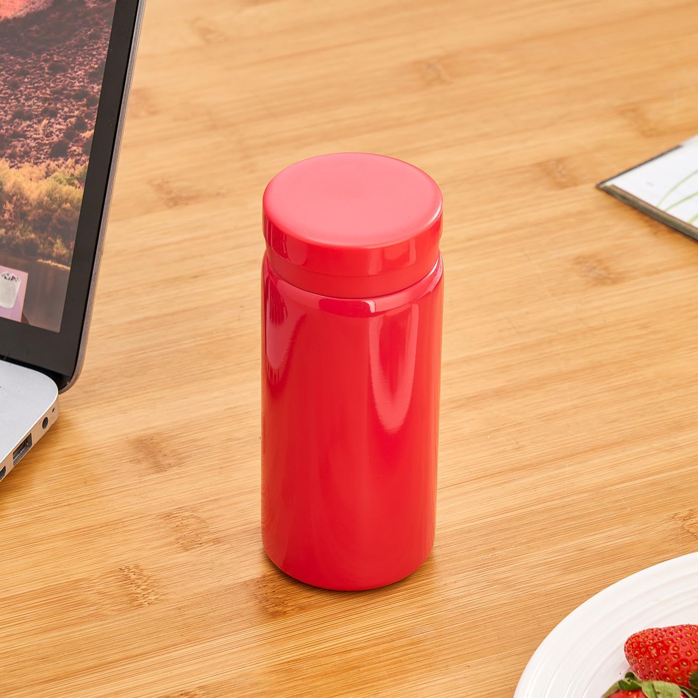 Mini Thermos Cute Water Bottle - 7 oz Tiny Insulated Vacuum 18/10 Stainless Steel Small Flask - Leak Proof & Spill Proof & Keeps Cold and Hot for Drink, Coffee, Tea - Rose Red