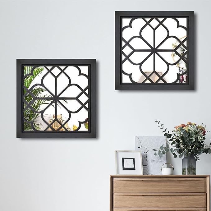 Wocred 2 PCS Square Wall Mirror, Gorgeous Rustic Farmhouse Accent Mirror - Image 4