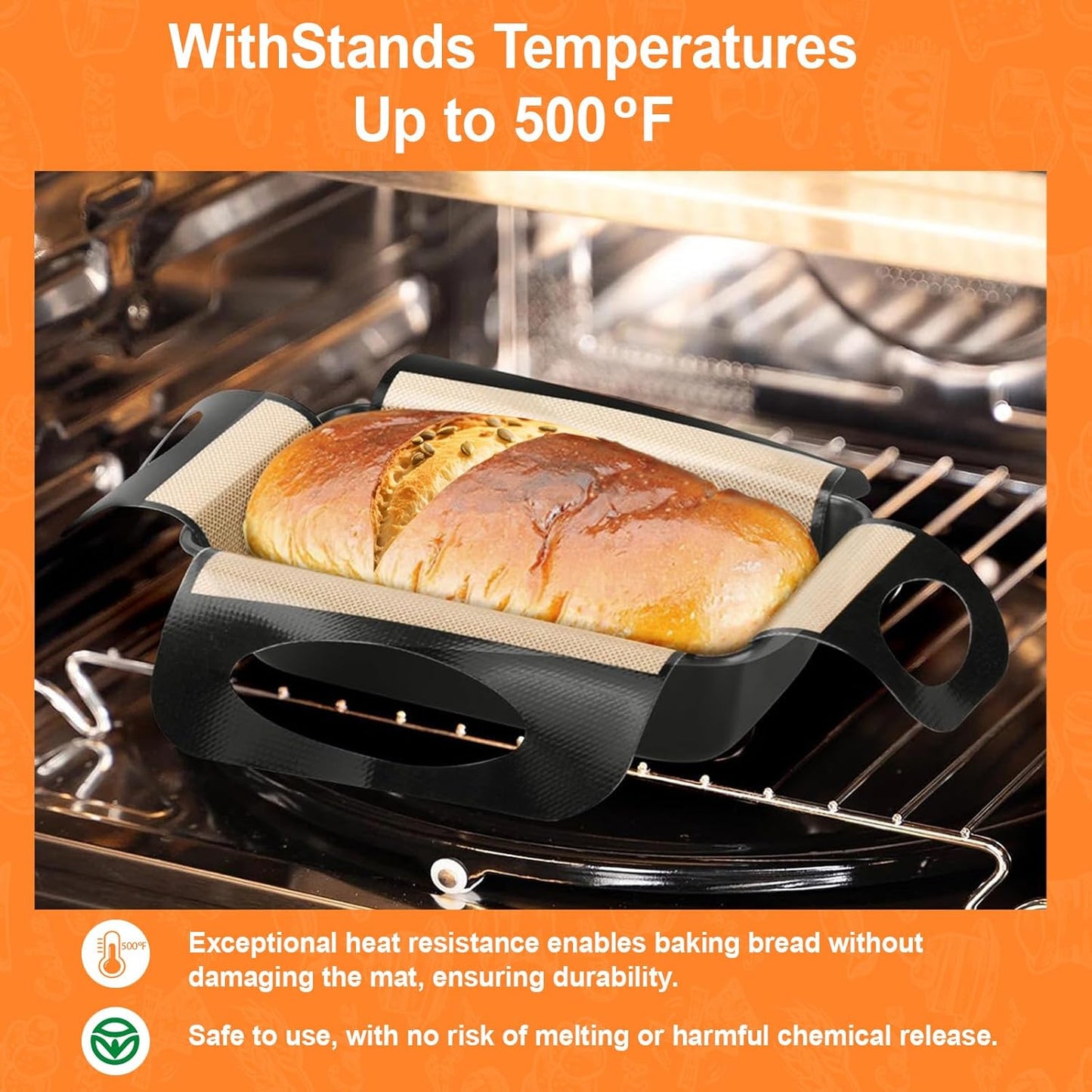 2Pcs Reusable Silicone Bread Loaf Pan Liner, Food-Grade Silicone Bread Sling, Sourdough Bread Baking Mat, Loaf Pan Lifters, Non-Stick&Easy Clean Dough Transfer Tool, Fits 9x5 or 1.5lb Loaf Pans,Black