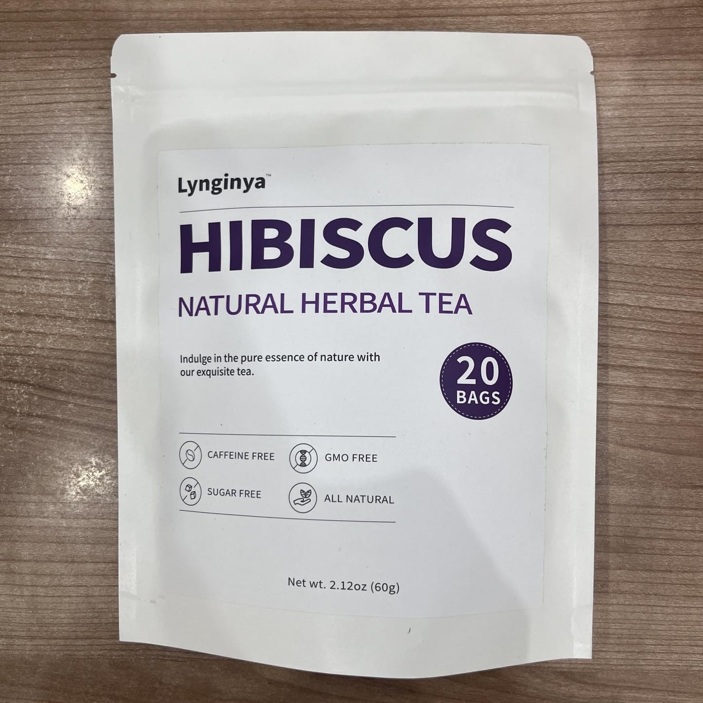 Lynginya Hibiscus Tea, 20 Tea Bags - Premium Hibiscus Leaves - Natural Herbal Tea - Sweet and Sour - No Sugar & No Caffeine
