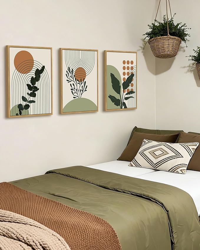 PHOPAGO Boho Plant Wall Art Green Botanical Bohemain Framed Wall Printing - Image 8