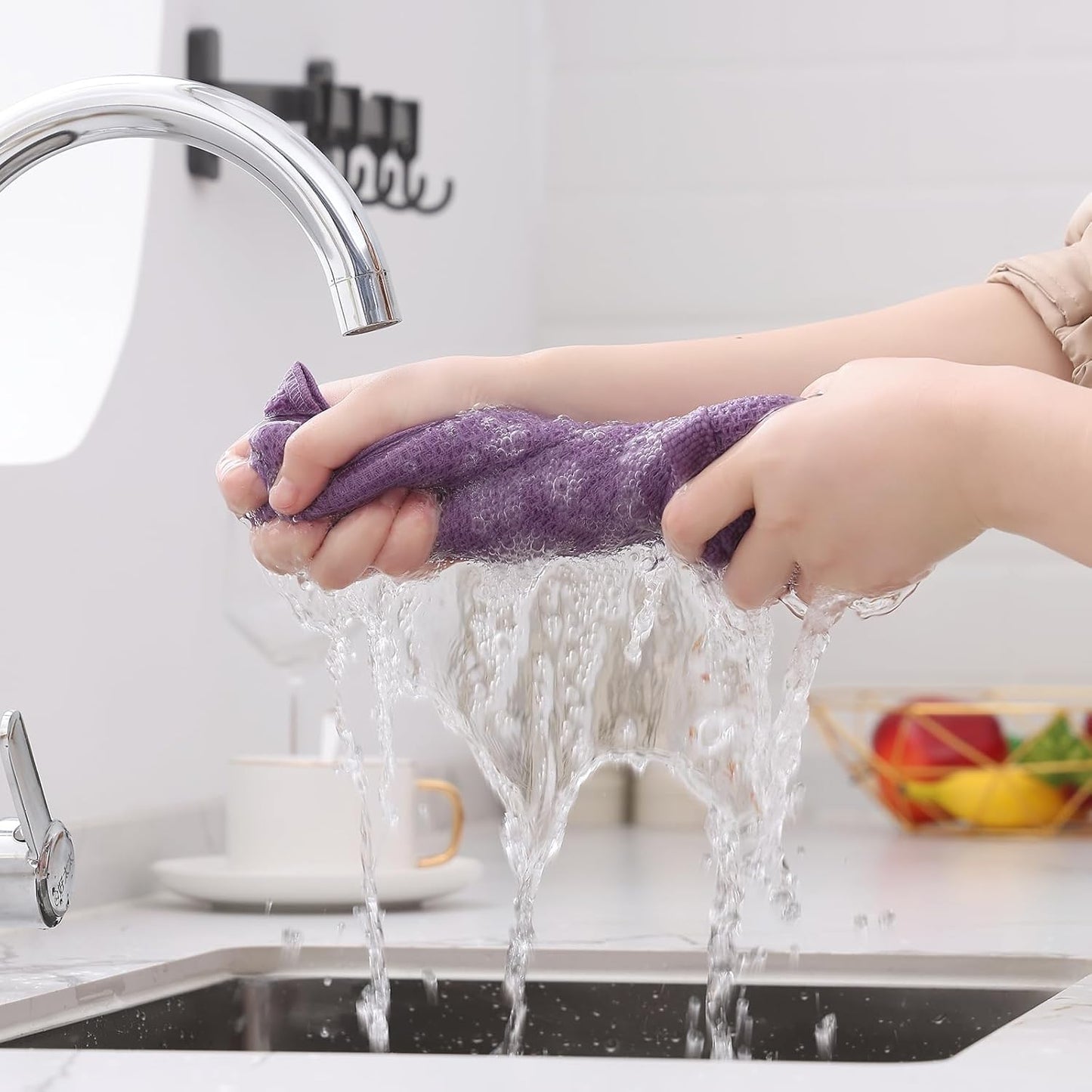 Kitinjoy 100% Cotton Waffle Weave Kitchen Towels, 12-Pack Super Soft and Absorbent Dish Towels for Drying Dishes, Kitchen Hand Towels, 13 in x 28 in, Lavender