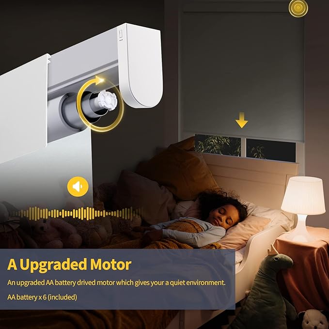 Motorized Smart Blinds With Remote, Grasscloth Fabric Roller Shades With - Image 3