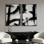 Framed Black and White Abstract Wall Art Set of 2 - Image 4
