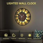 LEIKE Large Wall Clock 24'' Lighted Rustic Wood Clock - Image 4