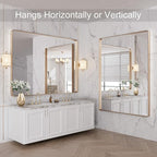 LOAAO 48”X36” Gold Bathroom Mirror, Rounded Rectangle Gold Frame Mirror - Image 8