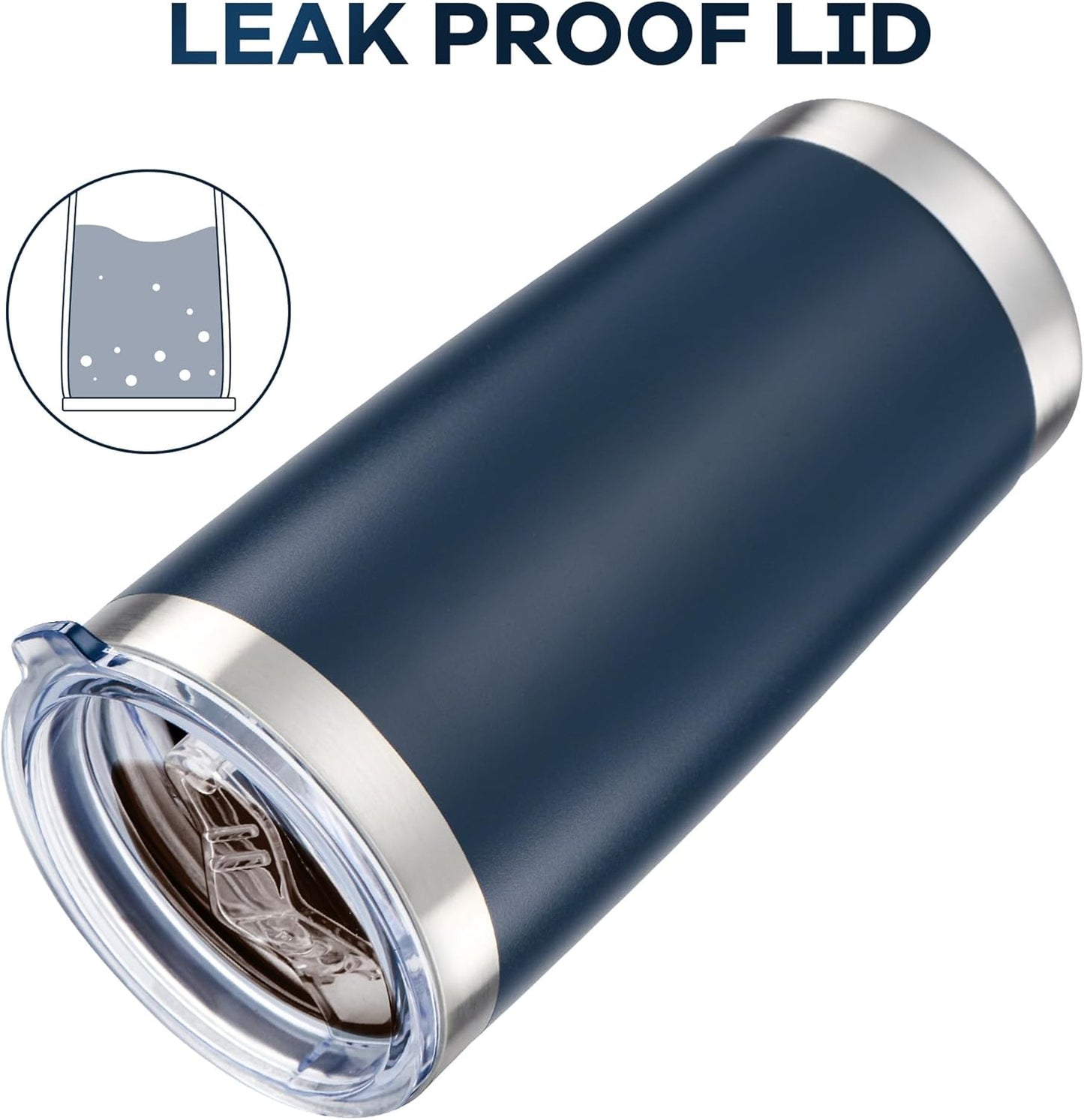 20 oz Tumbler with Lid Stainless Steel Insulated Tumblers Bulk Double Wall Vacuum Cups Powder Coated Travel Mug Keep Drinks Cold and Hot, Navy, 12 Pack