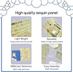 COKAOBE Iridescent Silver Shimmer Wall Backdrop, 24 Panels Square Sequin - Image 3