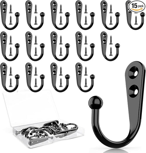 15 Pcs Black Coat Hooks by ZBDPOVT