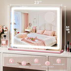ROLOVE Pink Makeup Mirror with Lights, 23x18 Inch - Image 3