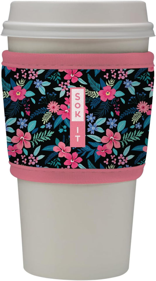 Sok It HotSok Coffee & Tea Reusable Insulated Neoprene Cup Sleeve (Tropical Blooms)