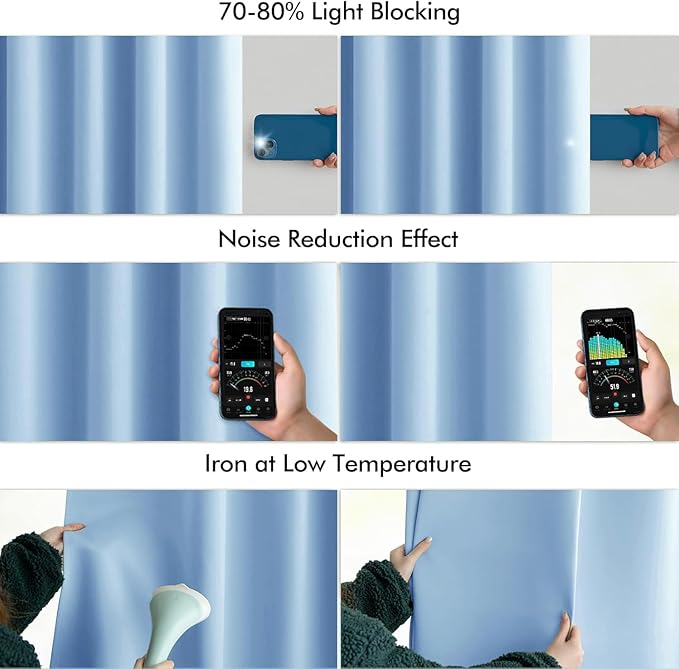 MIULEE Sky Blue Back Tab Blackout Curtains 90 Inches Long 2 Panels Set - Image 5