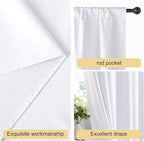 NICETOWN Bedroom 100% Blackout Curtains, 2 Panels, 34 by 40, Snow White - Image 5