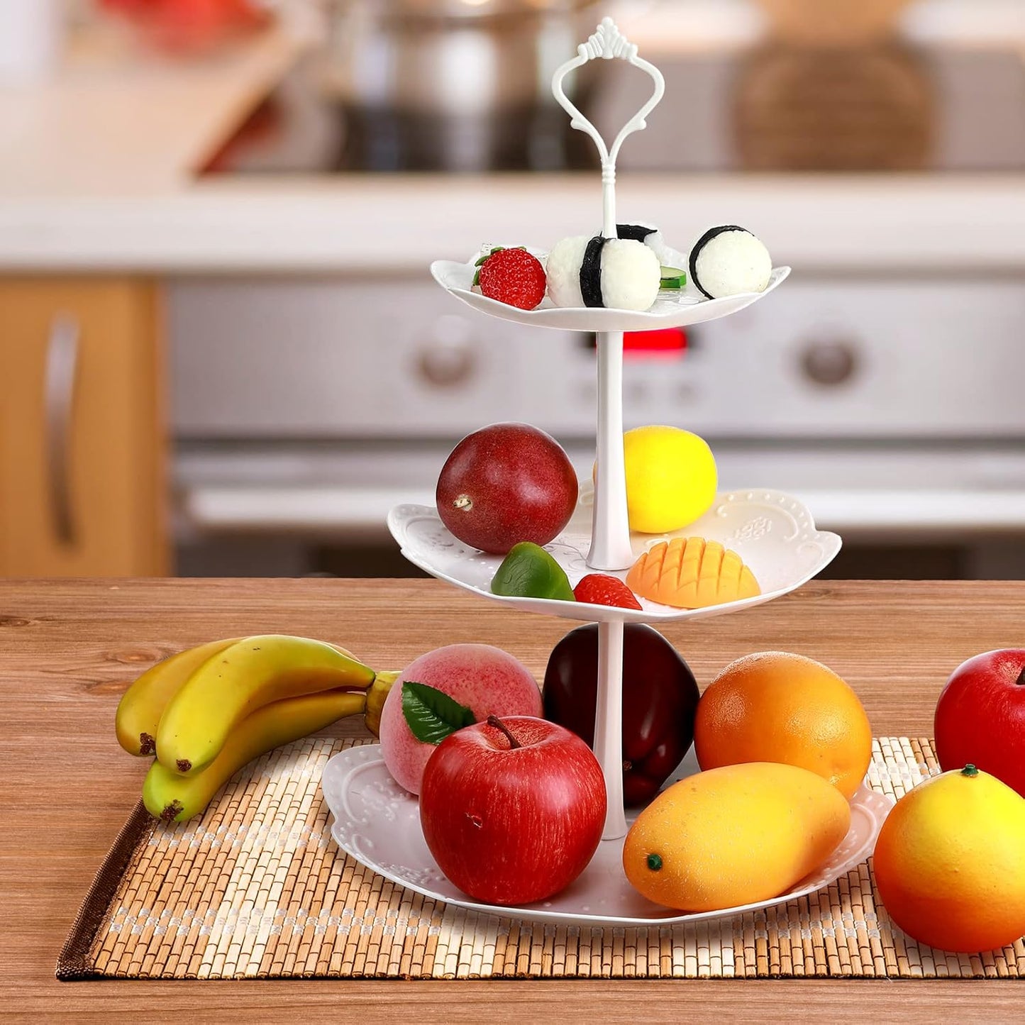 Sawysine 6 Pack 3 Tiers Dessert Stand Plastic Cupcake Stand Serving Trays Cupcake Display Stand Cookie Tray for Party and Platter for Home(White)