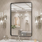 LOAAO 24X30 Inch Black Metal Framed Bathroom Mirror - Image 3