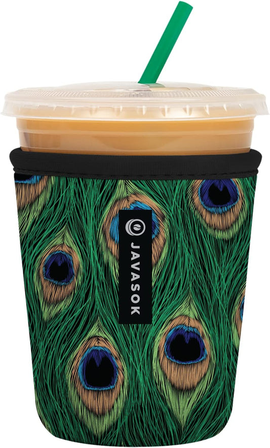 Sok It JavaSok Iced Coffee & Cold Soda Insulated Neoprene Cup Sleeve (Peacock, Small: 16-20oz)