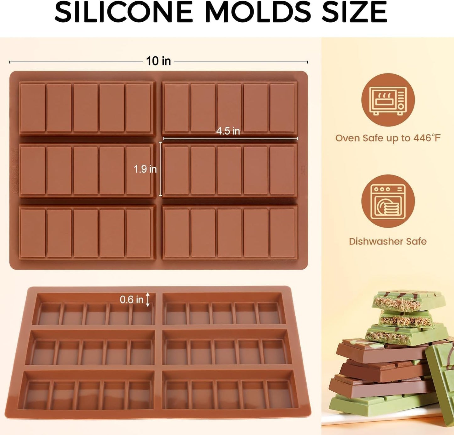 Chocolate Molds - Non-Stick Chocolate Bar Mold, Break Apart Chocolate Mold Food Grade Deep Mold For Tabs Chocolate Milk Snacks