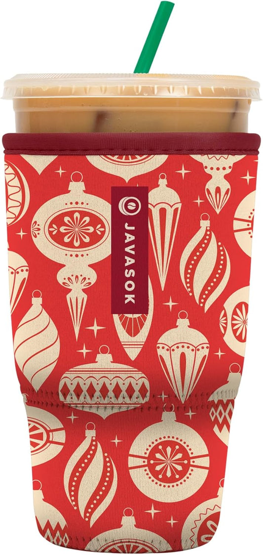 Sok It JavaSok Iced Coffee & Cold Soda Insulated Neoprene Cup Sleeve (Vintage Baubles, Large: 30-32oz)
