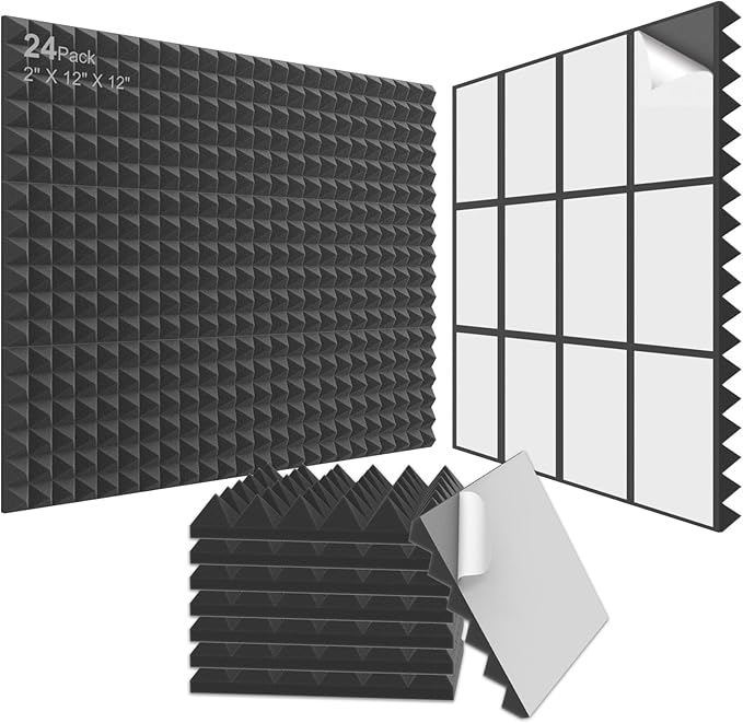 JBER 24Pack Pyramid Sound Proof Foam Panels by JBER