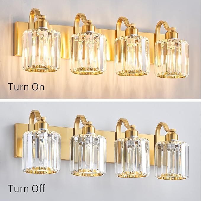Crystal Vanity Lights, Modern 4-Light Bathroom Lights Over Mirror, Bathroom - Image 3