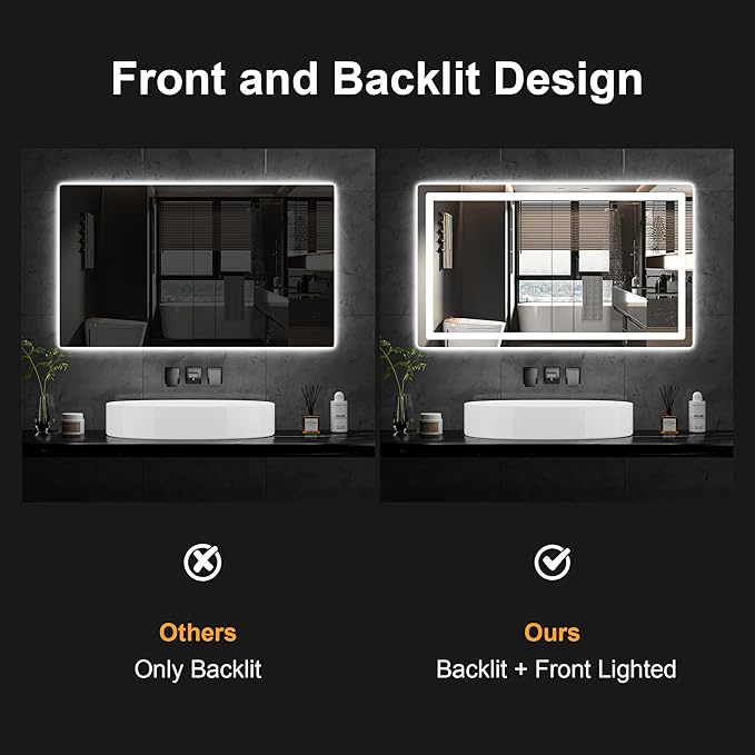 Led Mirror for Bathroom, 30x50 Bathroom Vanity Mirror for Wall - Image 4