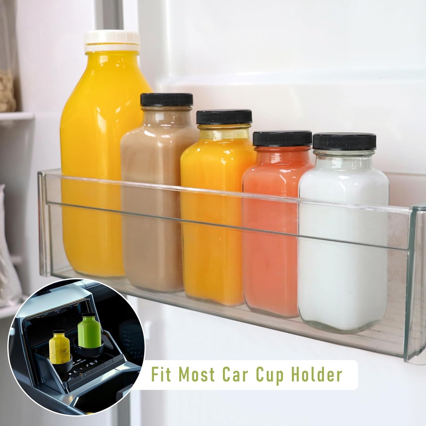 8 oz Glass Juice Bottles with Lids 3 Pack,Reusable Water Bottle,Juicing Bottles for Smoothies, Milk, Storage, Small and portable