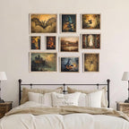 Vodefoad 10Pcs Vintage Halloween Canvas Wall Art Retro Pumpkin Poster Victorian - Image 6
