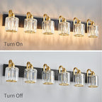 Modern Bathroom Vanity Light 6-Lights Black Gold Crystal Wall Light Fixture - Image 4