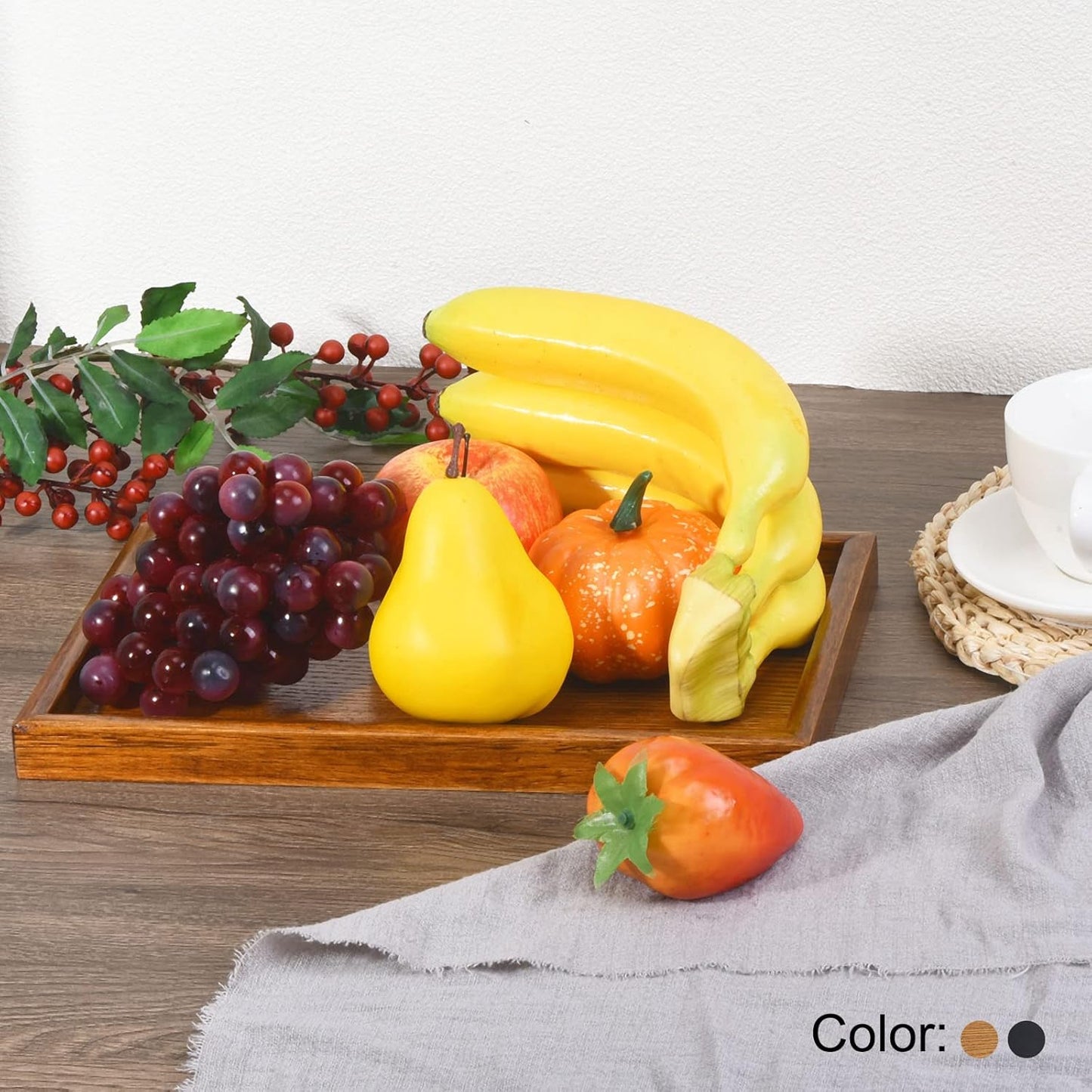 PATIKIL Wood Serving Tray 9x6 Inch Outer Base, Rectangular Decorative Platter for Home Decor Kitchen Table Candle Holder, Brown