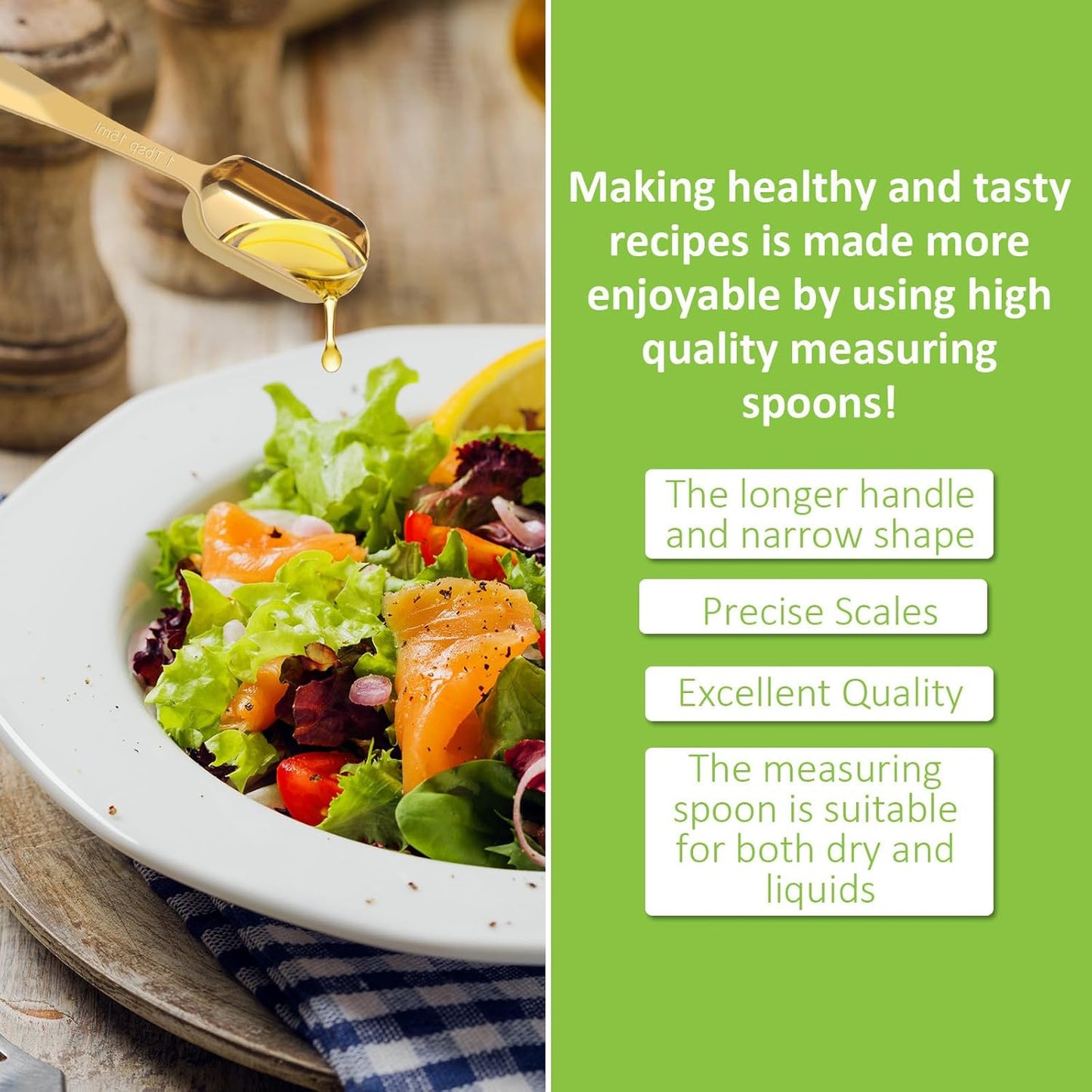 2 Pcs 1/4 Teaspoon(1.25 mL | 1/4 Tsp | 1/16 Tbsp | 1.25 cc | 1/32 oz) Stainless Steel Single Measuring Spoon, Long Handle Metal Measuring Spoon, Kitchen Gadgets for Cooking & Baking(Gold)