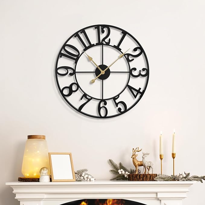 LEIKE Large Wall Clocks, Non Ticking, Battery Operated Small Vintage Round - Image 5