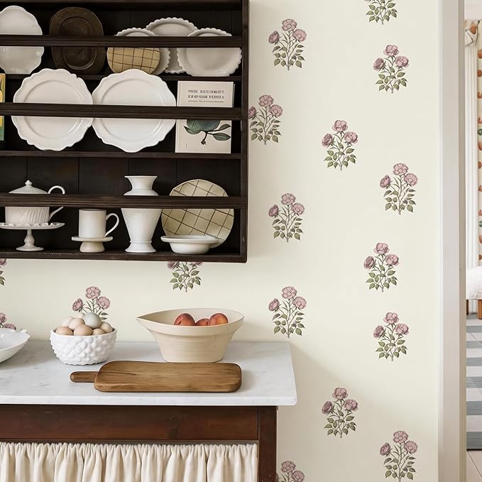 Vintage Floral Peel and Stick Wallpaper Retro Rose Flower Contact Paper - Image 5