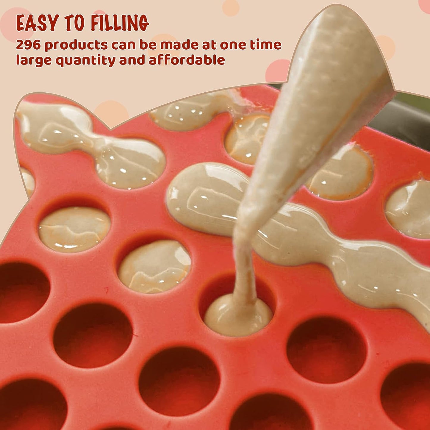 HKNMTT Mini Semi Sphere Shape Molds Silicone, 296 Cavities Round Baking Moulds for Dog Treats Snack Candy Chocolate Chip Cookie Wax Yogurt Melts, Oven Safe Small Half Ball Pellet Sheets