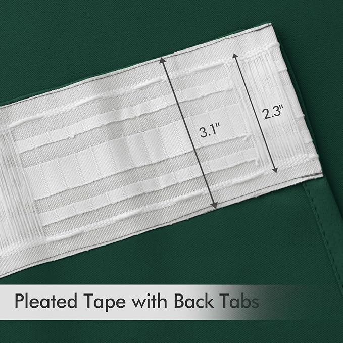 MIULEE Christmas Hunter Green Back Tab Blackout Curtains 108 Inch Long 2 Panels - Image 4