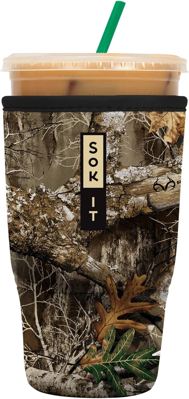 Sok It JavaSok Iced Coffee & Cold Soda Insulated Neoprene Cup Sleeve (RealTree Edge Camouflage, Large: 30-32oz)