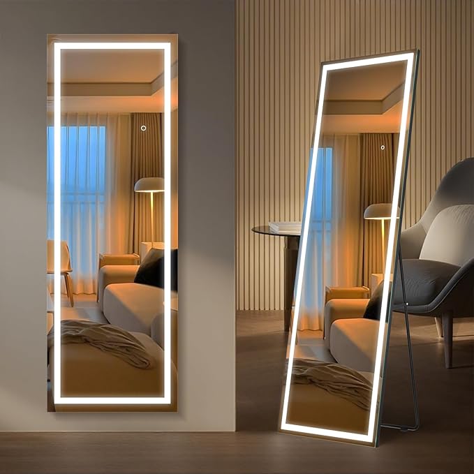 Kosmonia 65x24 Full Length Mirror, Dimmable 3 Color LED Light w/Light Memory - Image 2