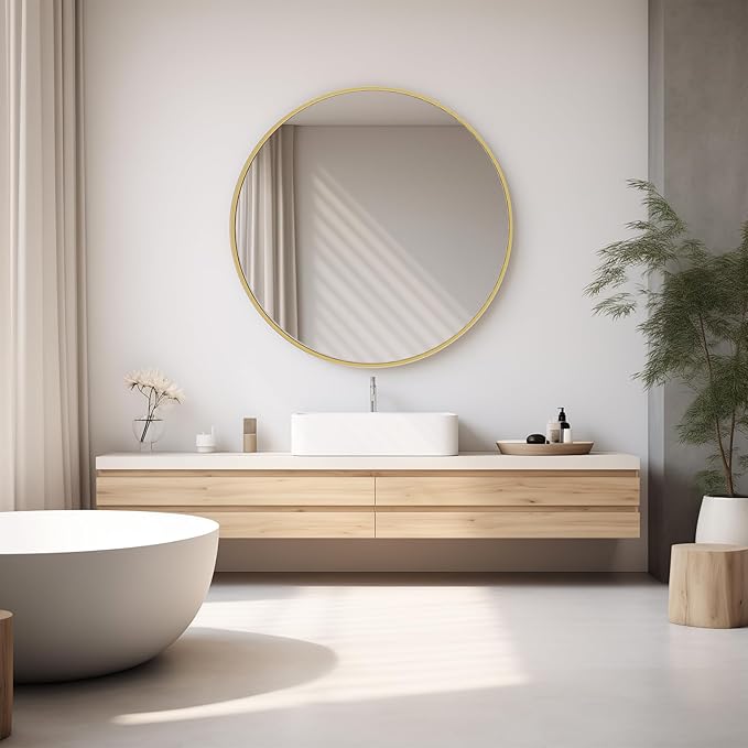 NEWBULIG Round Bathroom Mirror for Over Sink, 36 Inch Wall Mount Vanity Circle - Image 4