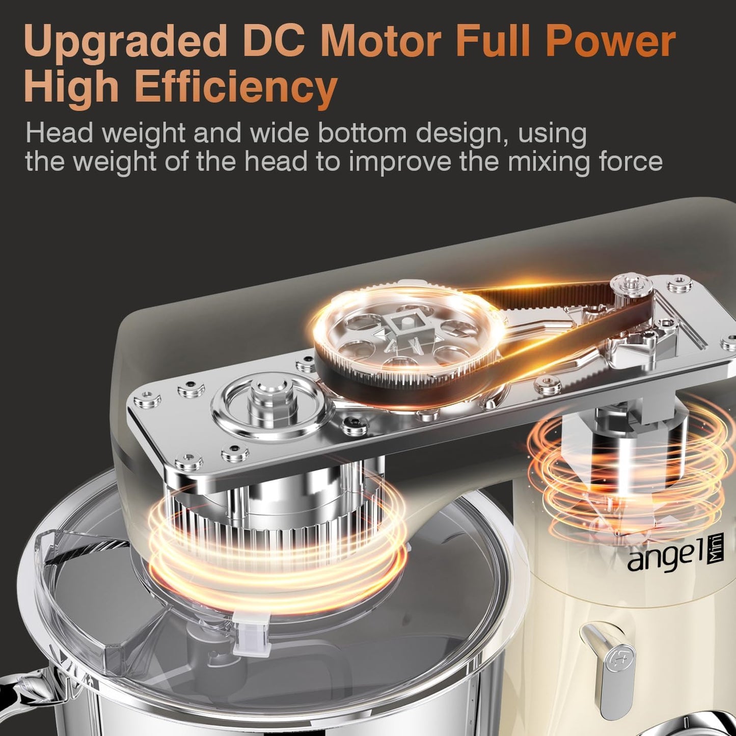 Mini Angel Stand Mixer,10-Speed Kitchen Electric Mixer,Tilt-Head Food Mixer with Dough Hook, Wire Whisk, Flat Beater, Stainless Steel Bowl (White2, 5QT)