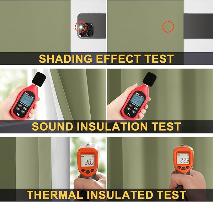 Yakamok 100% Blackout Curtain Panels 63 inches Cold and Light Blocking Drapes - Image 5