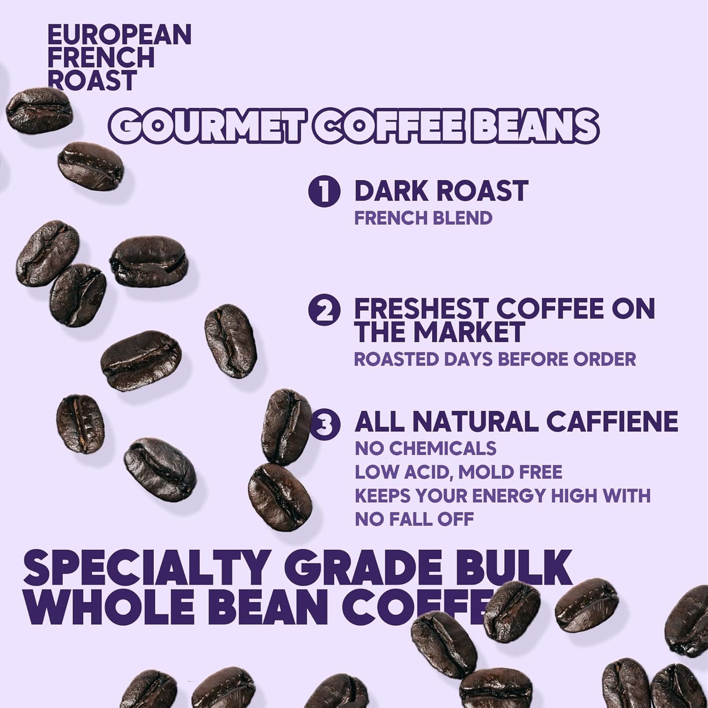 Sarasota Coffee Whole Bean Cubano European French Roast | Dark Roast Gourmet Coffee Beans | Low Acid, Mold Free, Specialty Grade Bulk Coffee Beans | 5lb (80 oz)