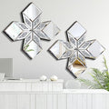 Crushed Diamond Decorative Mirror 2 Pack 16.75x16.75” Diamond Shape Glass Decor by VOHJD
