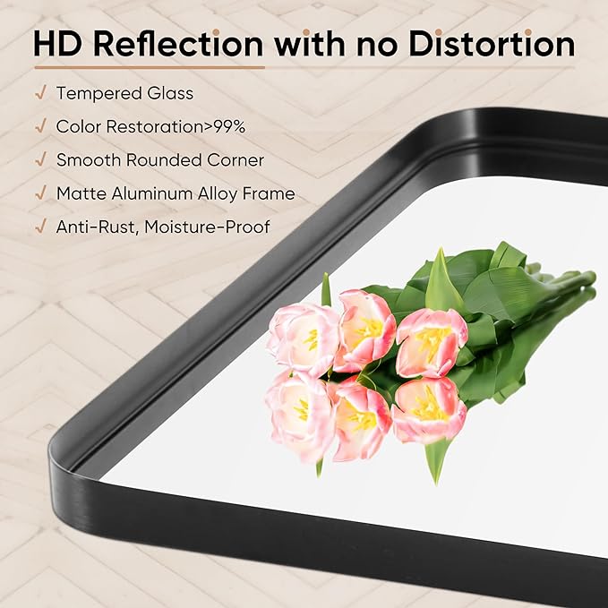 Sweetcrispy 30x40 Inch Black Bathroom Mirrors - Image 4