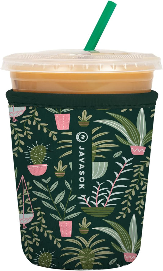 Sok It JavaSok Iced Coffee & Cold Soda Insulated Neoprene Cup Sleeve (Green Living, Small: 16-20oz)