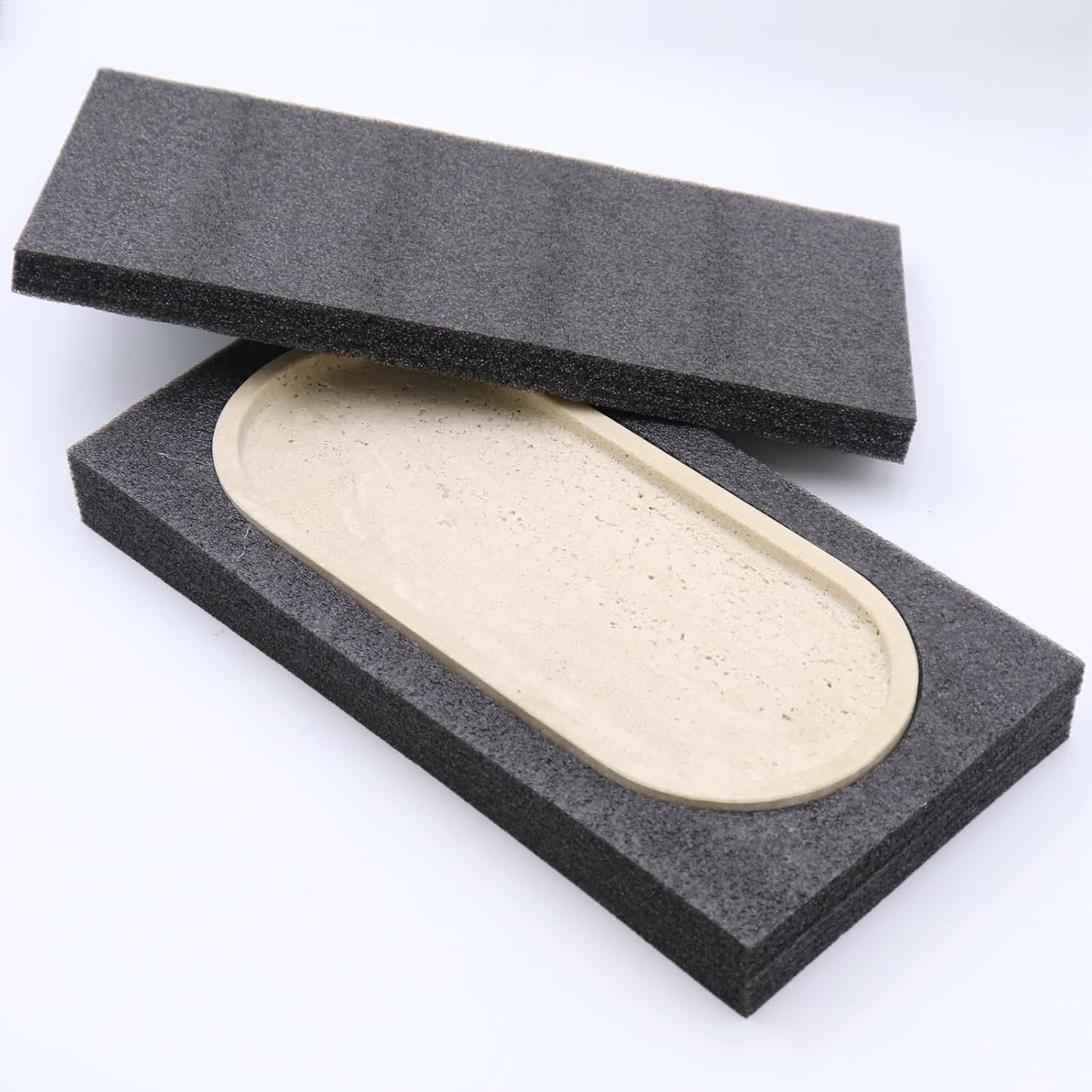 Natural Marble Tray, Oval Vanity Decorative Tray for Bathroom Counter, Countertop Stone Organizer, Catchall Tray for Kitchen, Perfume, Candles, Jewelry Dish Decorative Tray