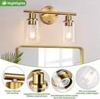 Zarbitta 2-Light Bathroom Light Fixtures, Brushed Gold Vanity Light, Modern - Image 4