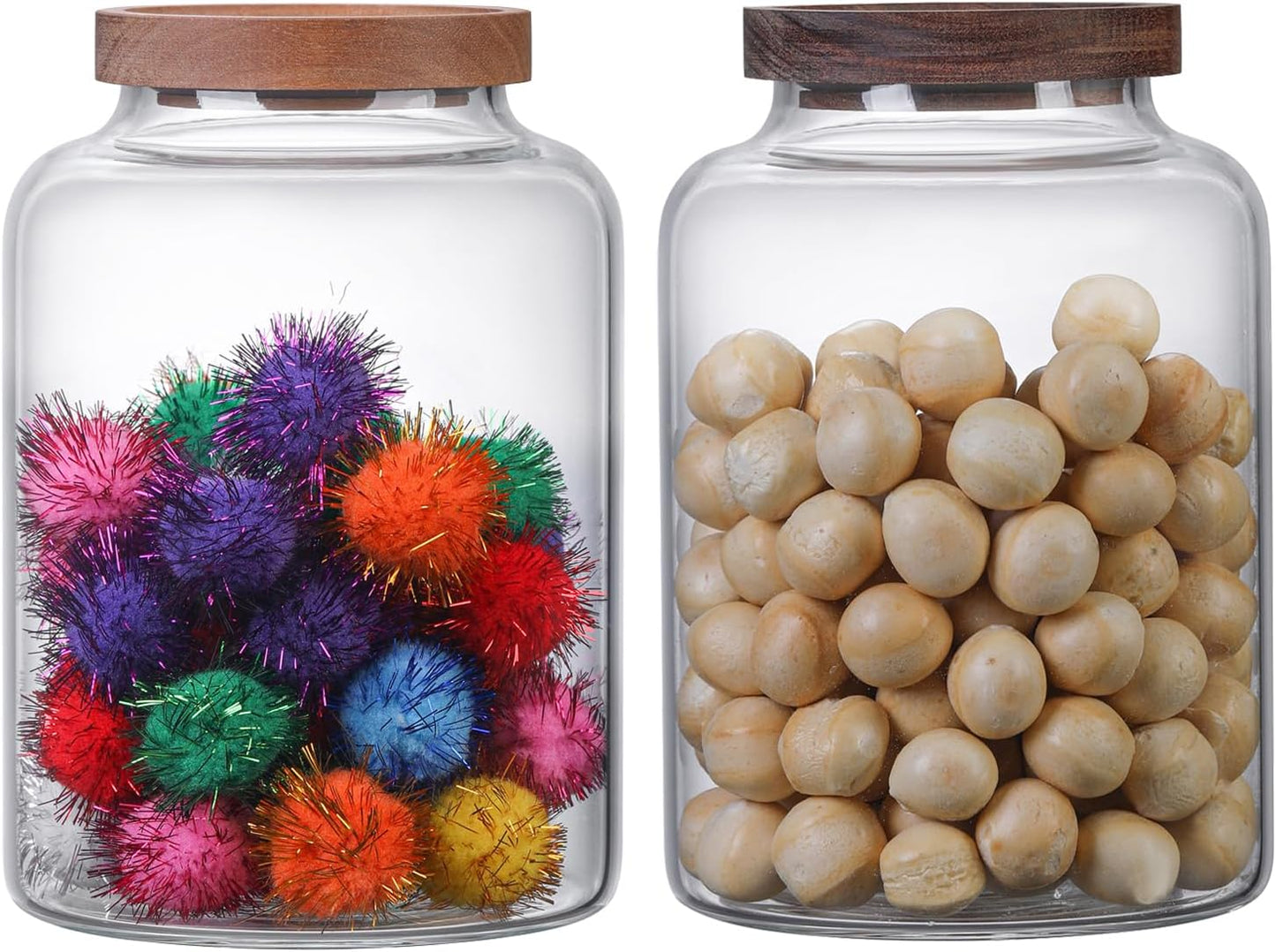 Large Glass Jar with Lid Set of 2, Glass Sugar Containers Kitchen Canisters Pantry Glass Food Storage Container for Candy Coffee Bean Cereal Flour Cookies (67oz(2000ml)-2 pack)