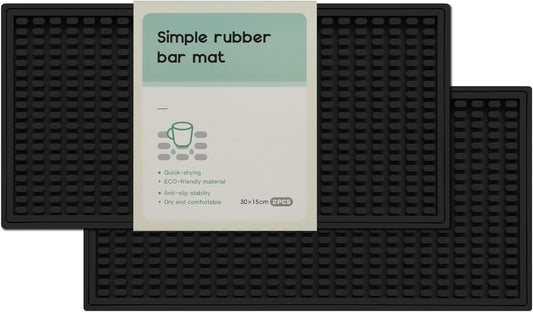2 Pack Bar Mat, Drying Mat Household Bar Tools,Black Cocktail Bar Mat 5.9''X12''，Suitable for Bar, Outdoor Camping, Home Bar Bar Mat